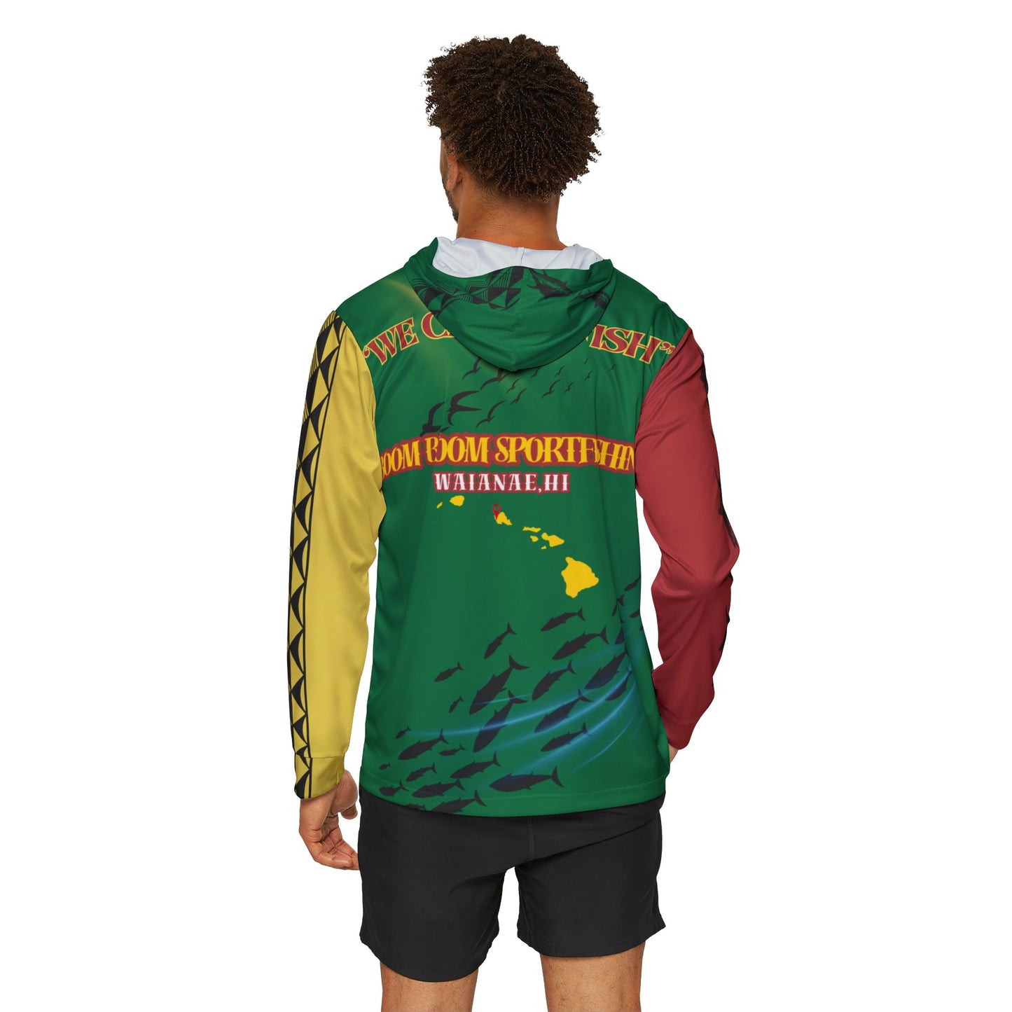 Men's Sport Performance Hoodie - Boom Boom Sportfishing - Rasta "WE CATCH FISH"