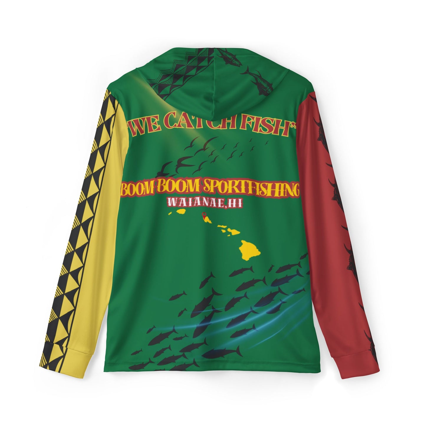 Men's Sport Performance Hoodie - Boom Boom Sportfishing - Rasta "WE CATCH FISH"