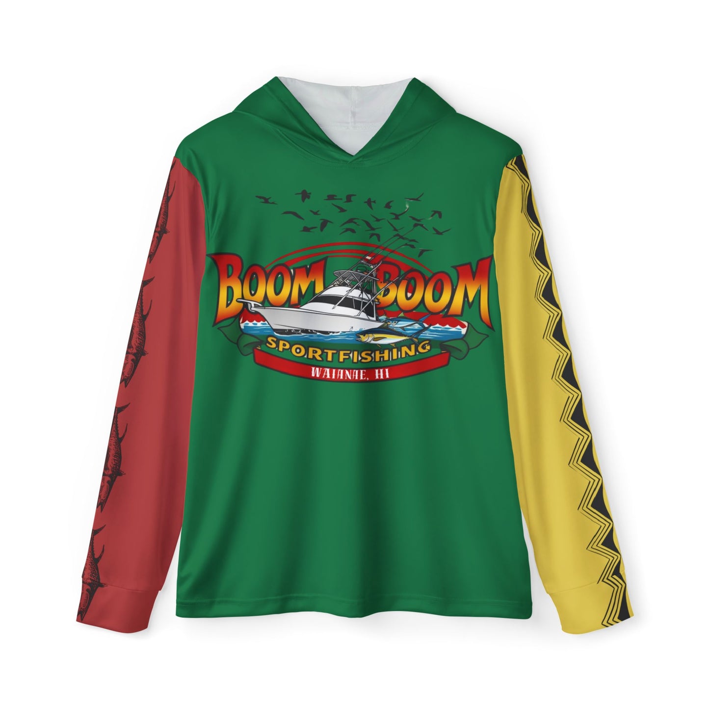 Men's Sport Performance Hoodie - Boom Boom Sportfishing - Rasta "WE CATCH FISH"